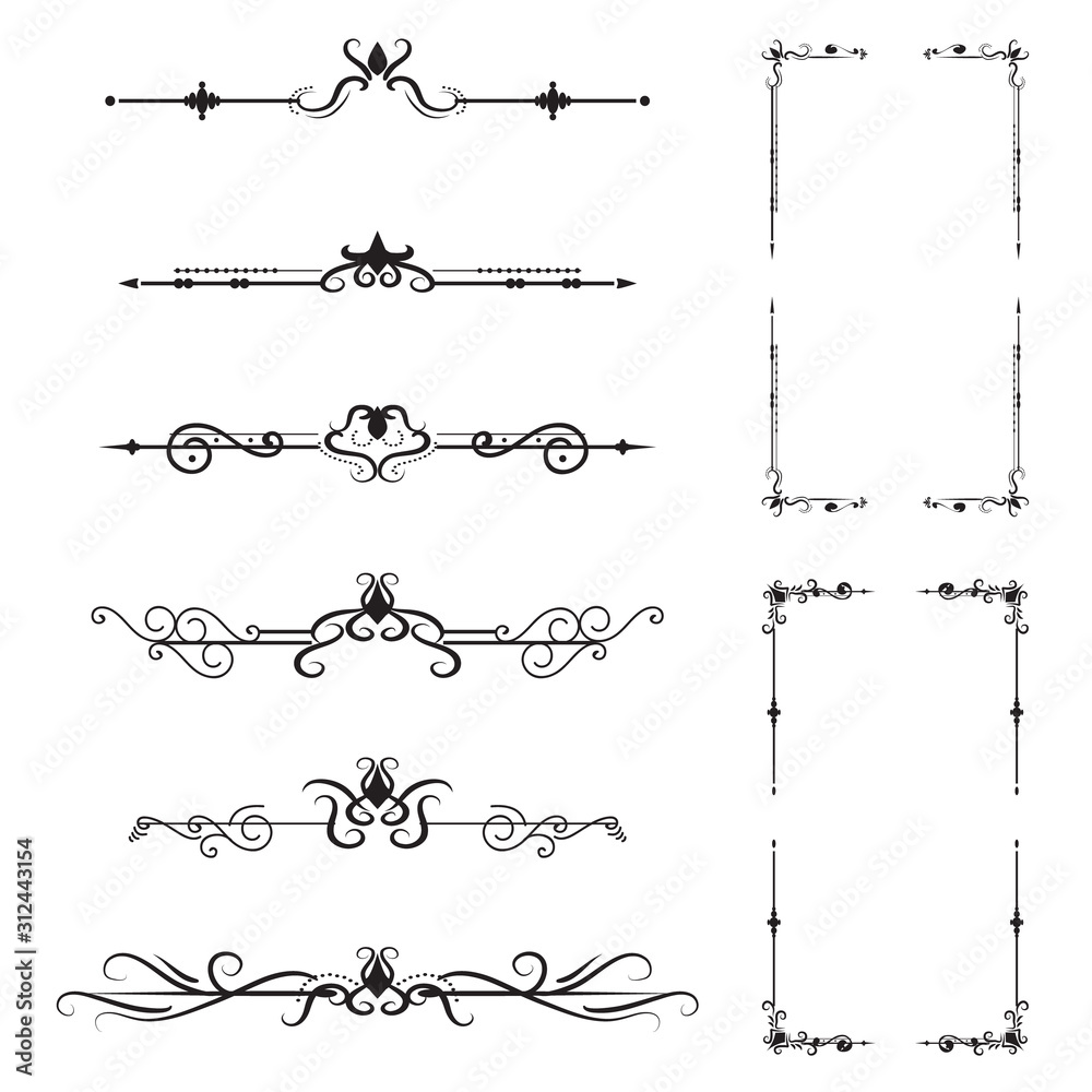 Ornate frames and scroll elements Classic wedding frame Free Vector.Wedding