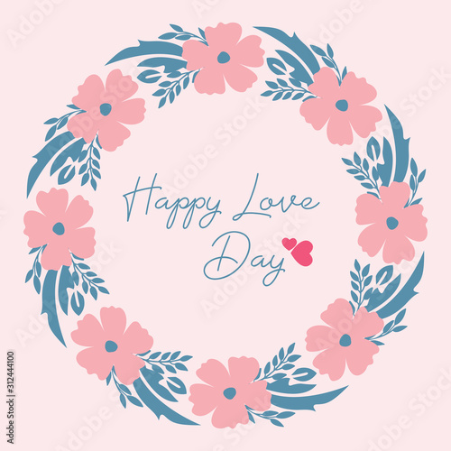 Elegant Frame with leaf and seamless wreath, for romantic happy love day invitation card design. Vector