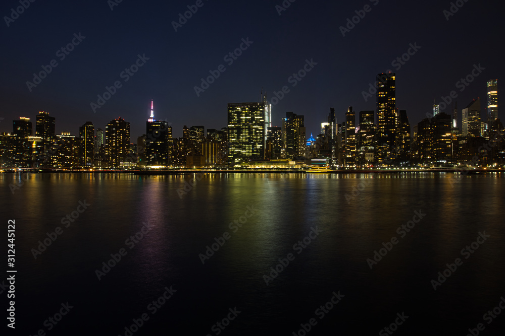 Manhattan Skyline at night in New York City