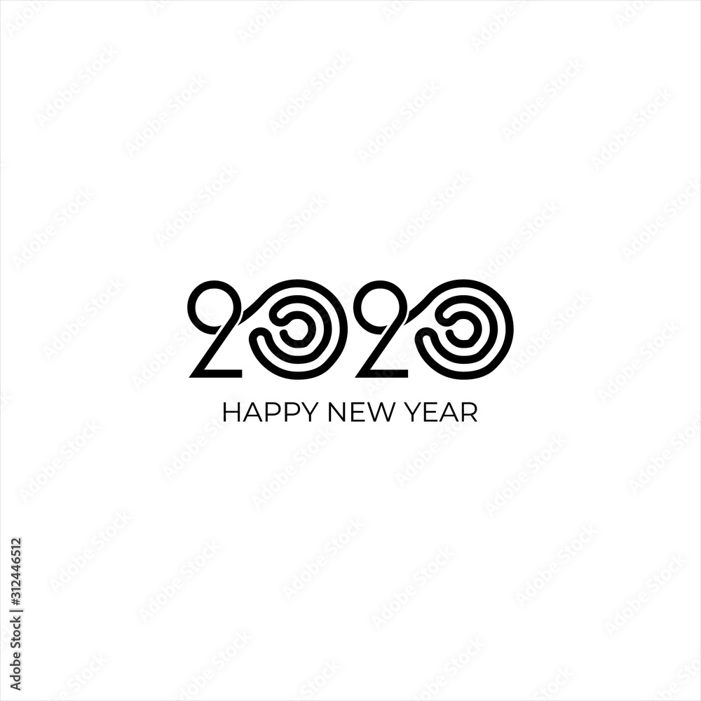 Happy new year 2020. Vector logo icon template