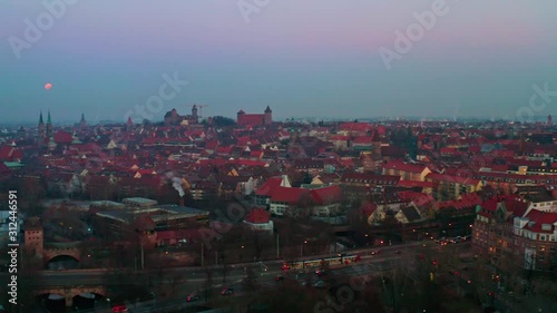 bloodmoon over n�rnberg city sky photo