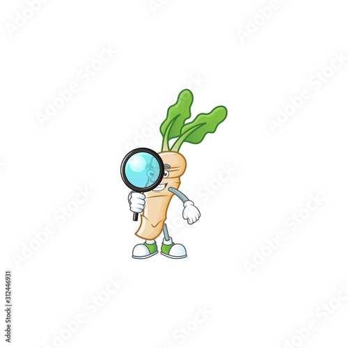 Smart One eye horseradish Detective cartoon character design