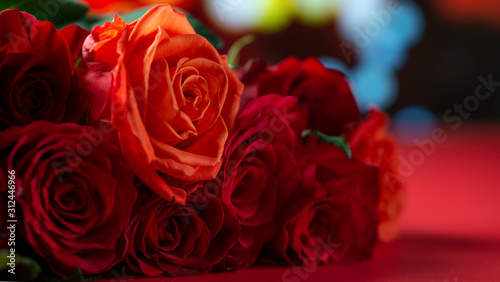 Red roses on a bright background  a holiday and a gift to women and girls. Valentine s day