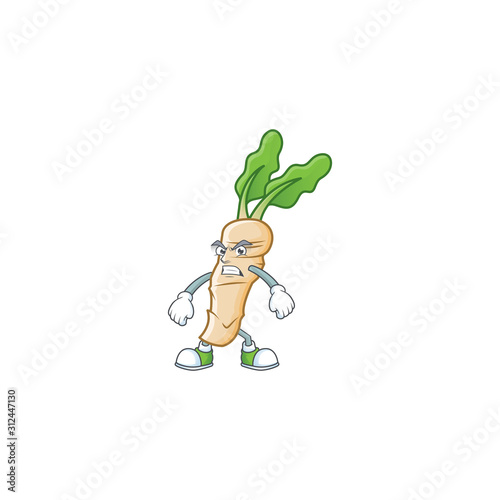 Picture of horseradish cartoon character with angry face