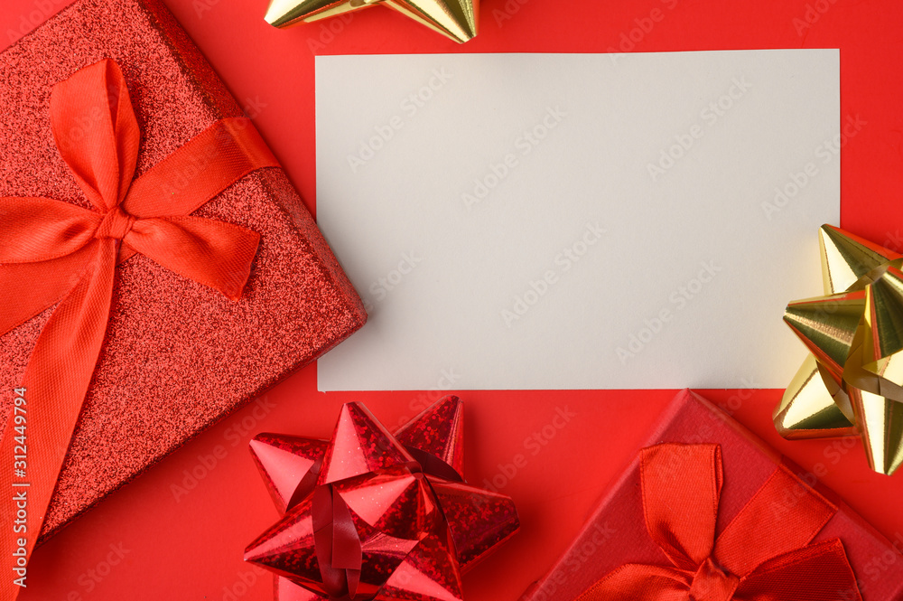 mockup for congratulations on Valentine's Day or wedding, and happy birthday. Gifts on mockup for congratulations on Valentine's Day or wedding, and happy birthday. Gifts on