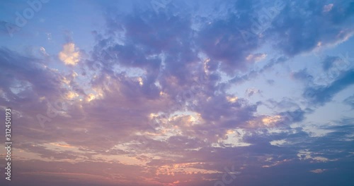 4k Aerial time lapse of Cloud with sunset sky background in Thailand,Cloudscape time lapse background Dark red purple sunset sky Nature background photo