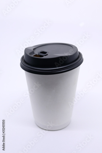 take away cup for hot coffee drink on white background