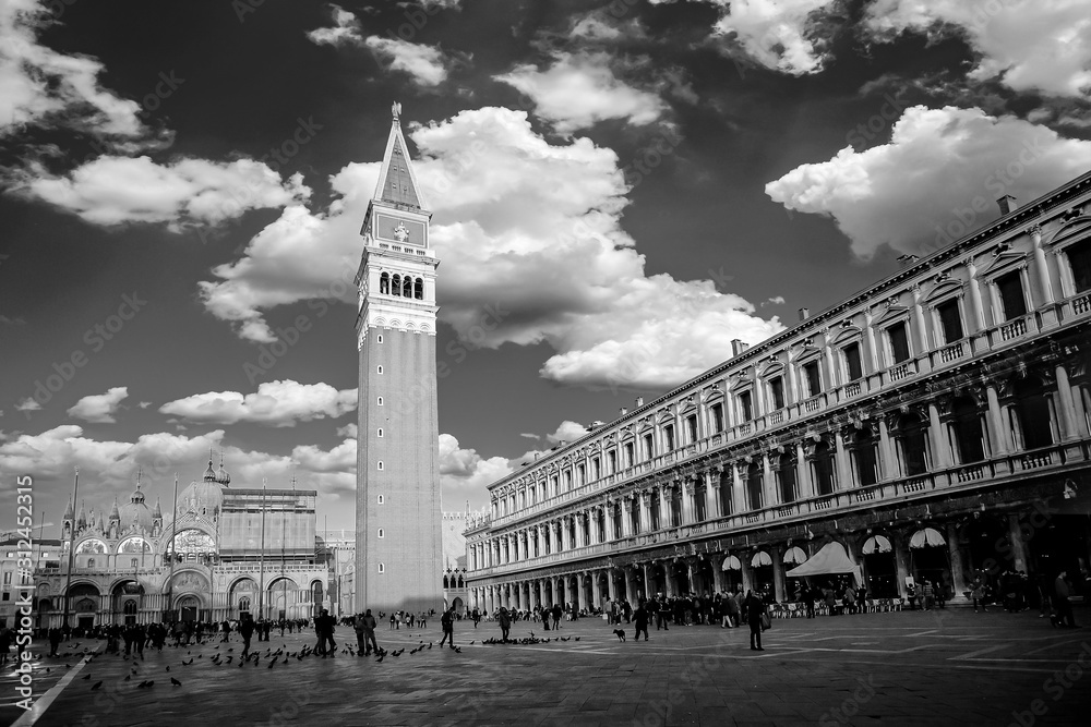 Piazza San Marco Black and White Photography