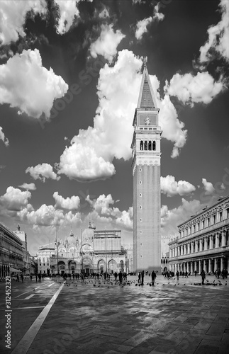 Piazza San Marco Black and White Photography © twindesigner
