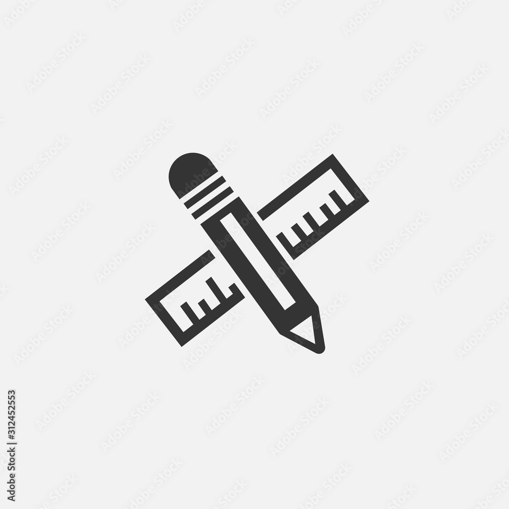 pencil and ruler icon vector illustration for graphic design and websites