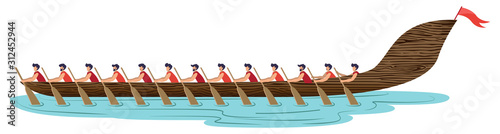 boat race of kerala, india isolated boat vector