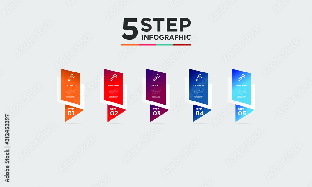 Fototapeta premium 5 step infographic element. Business concept with five options and number, steps or processes. data visualization. Vector illustration.