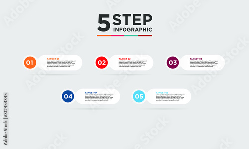 5 step infographic element. Business concept with five options and number, steps or processes. data visualization. Vector illustration.