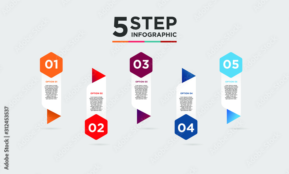 Naklejka premium 5 step infographic element. Business concept with five options and number, steps or processes. data visualization. Vector illustration.
