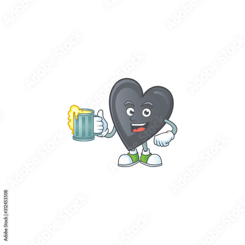 Happy face black love with a glass of beer