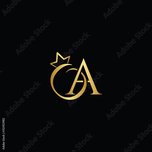 Gold creative letter A logo design template vector EPS