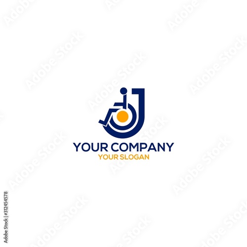 J Disability Logo Design Vector