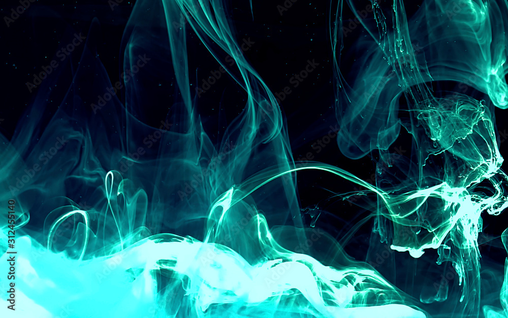 Fototapeta Space mint blue green abstract background. Cool trending screensaver.