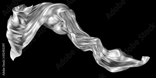 Abstract background of gray wavy silk or satin. 3d rendering image.