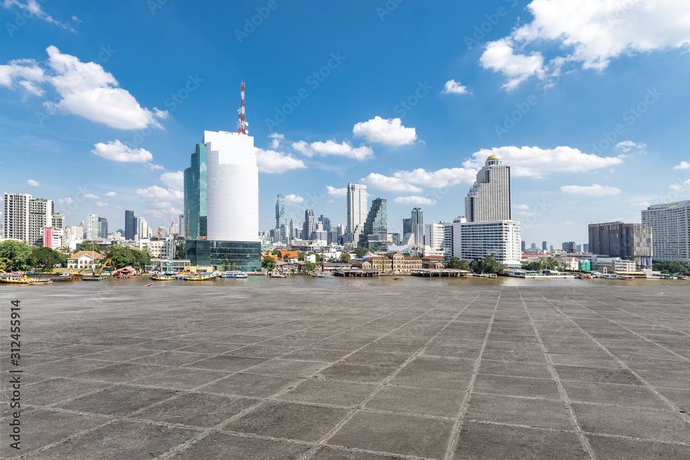 Composite ground material of Bangkok skyline Composite ground material of Bangkok skyline