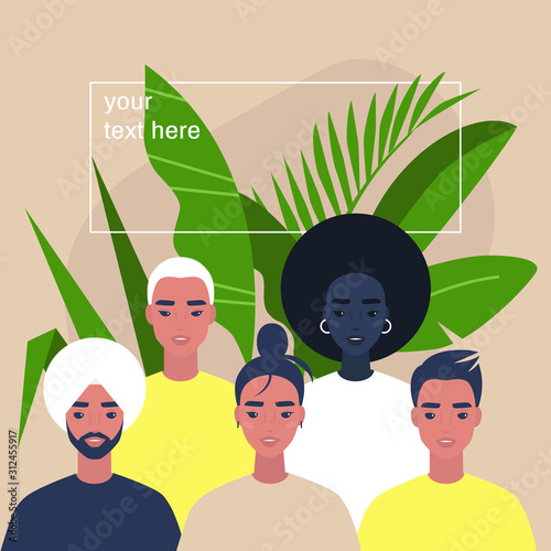 Diversity, International community of students or young adults, a group of  indian, african, asian and caucasian characters