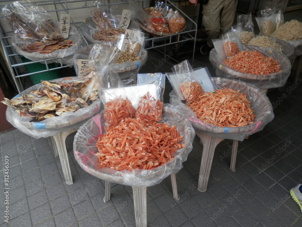 Dried fish in plastic bags