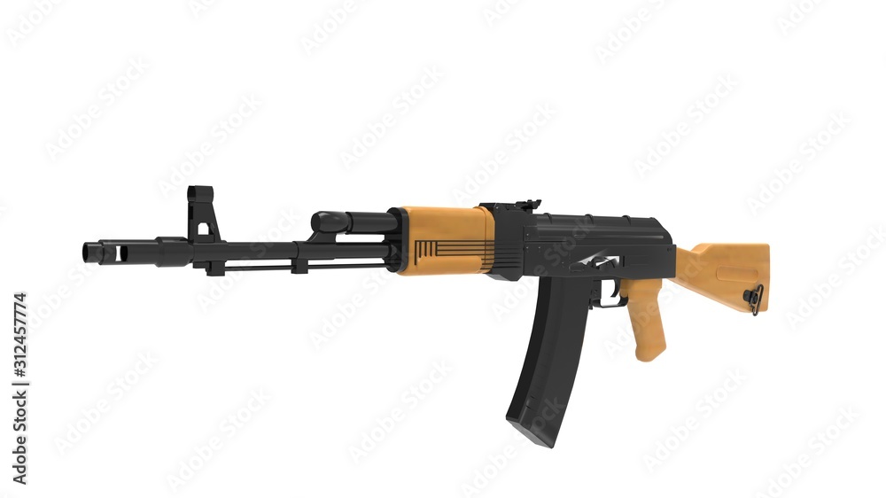 3d rendering of an assault rifle isolated on white background