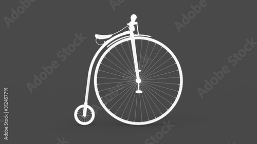 3d rendering of a vintage velocipede isolated in white studio background photo