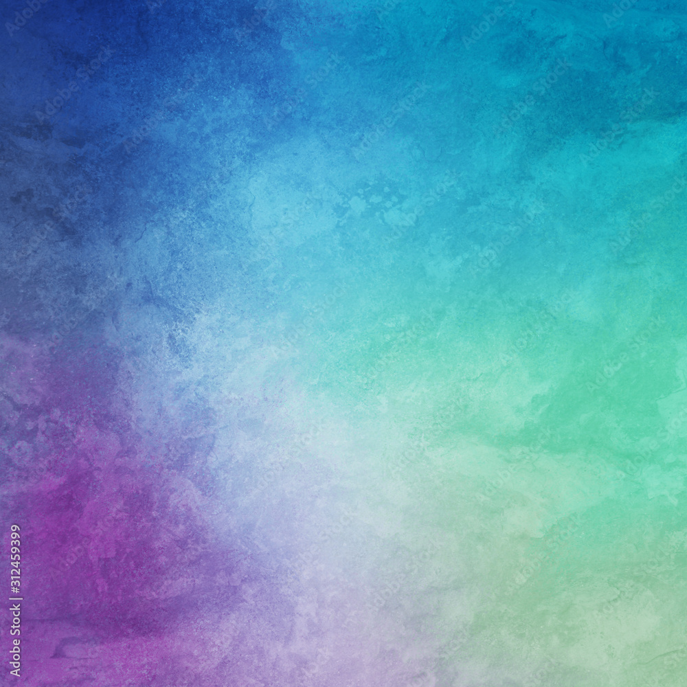 Colorful background in blue purple and green with white grunge texture in abstract background design