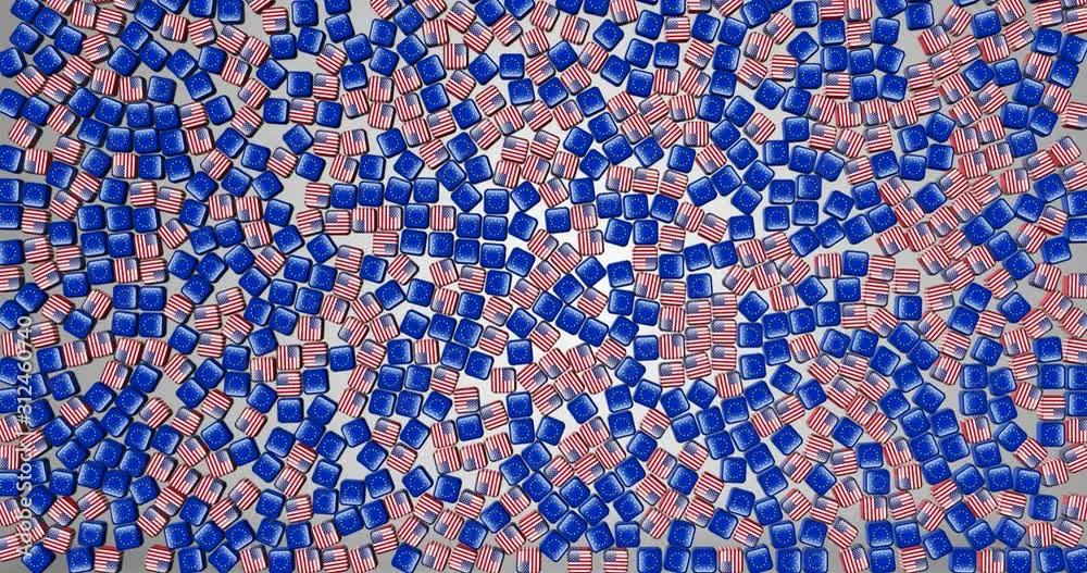 europe and usa, a lot of dice with flag of europe and usa on the face falling down on grey screen gradient and fill the screen background, concept of united states relationship with europe europe and usa, a lot of dice with flag of europe and usa on the face falling down on grey screen gradient and fill the screen background, concept of united states relationship with europe