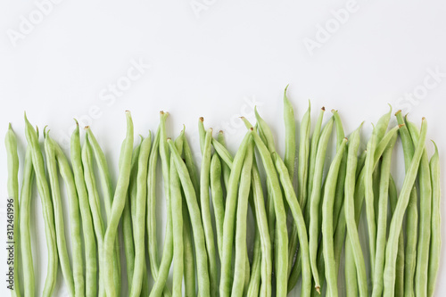Fresh French beans-Green beans isolated on the white background