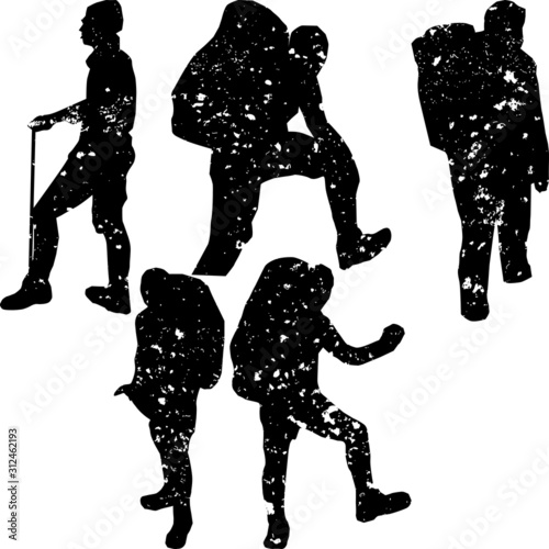 people hiking silhouete grunge texture vol 2