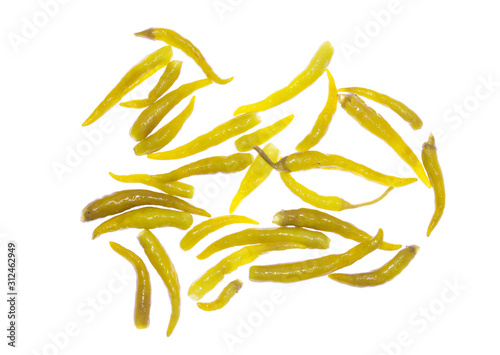 pickled chili peppers on a white background