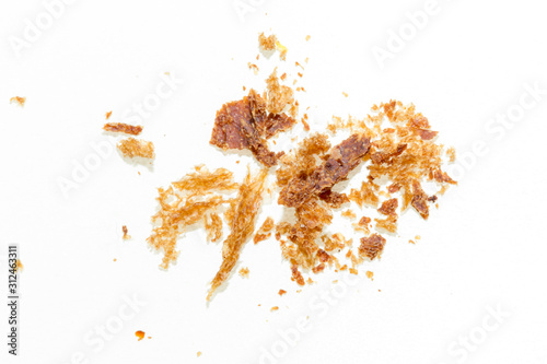 crust of rye bread on a white background