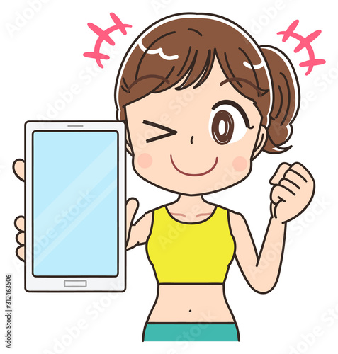 オンラインダイエット 健康 女性 インストラクター イラスト素材