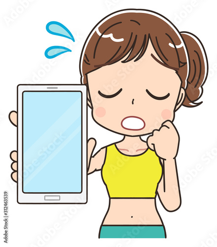 オンラインダイエット 健康 女性 インストラクター イラスト素材