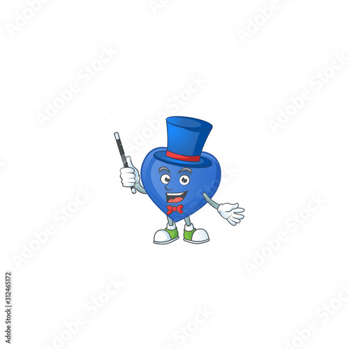 Cartoon character of blue love performance as a Magician