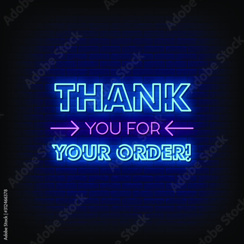 Thank You for your order Neon Signs Style Text Vector