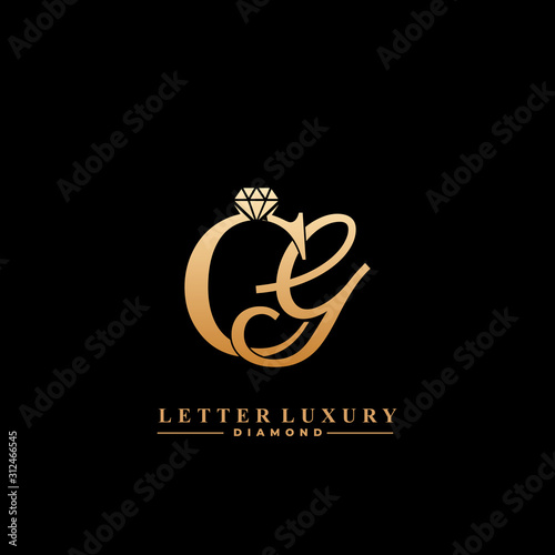 Initial Letter Luxury CG with diamond. Diamond Icon in Flat Style Logo.