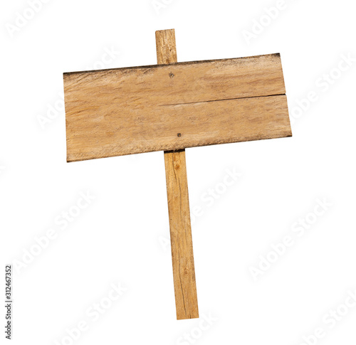 Wooden sign isolated on a white background.