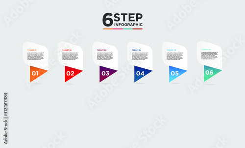 6 step infographic element. Business concept with six options and number, steps or processes. data visualization. Vector illustration.