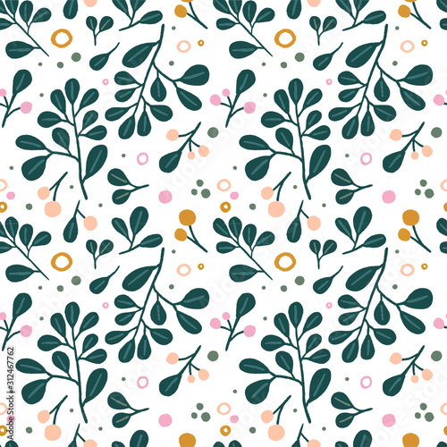 Abstract plant pattern. Repeat pattern of bright colors. 
