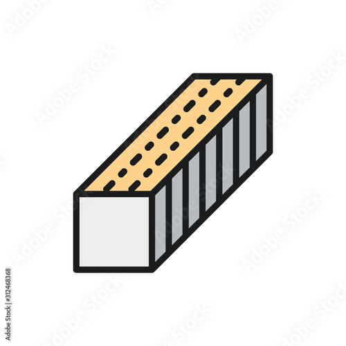 Vector nail file, manicure buffer flat color line icon.