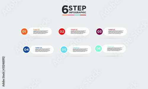 6 step infographic element. Business concept with six options and number, steps or processes. data visualization. Vector illustration.