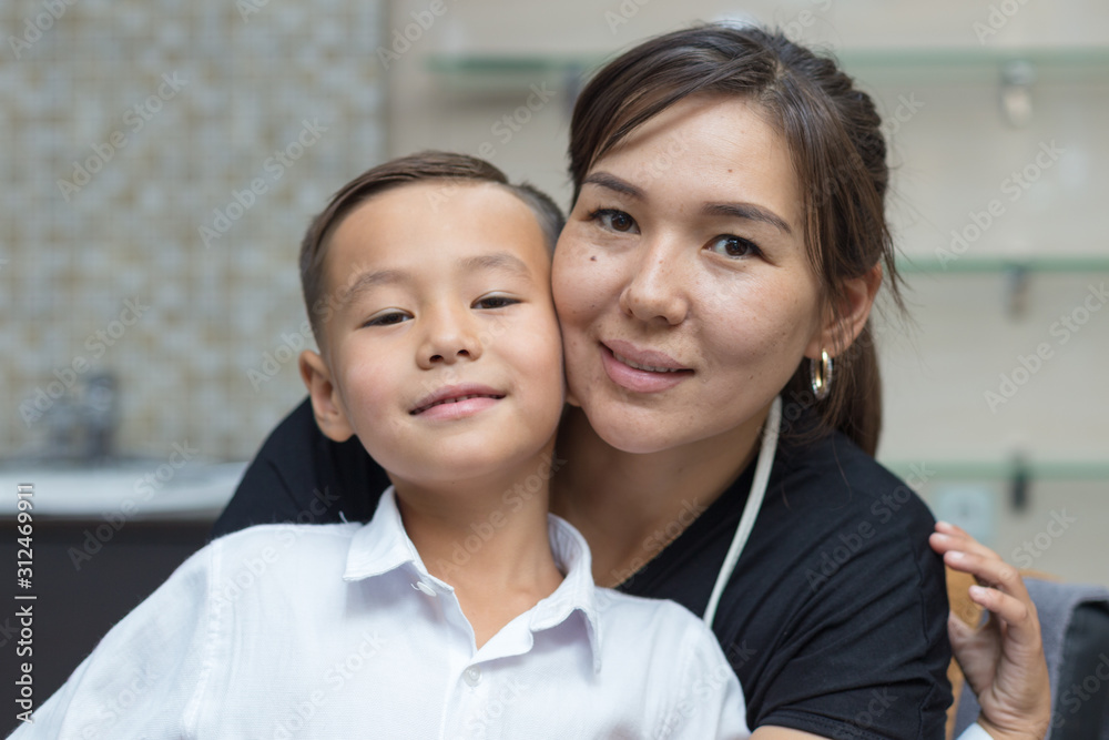 portrait of happy mother and son portrait of happy mother and son