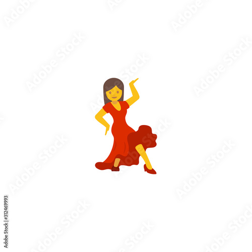 Woman Dancing Vector Flat Icon. Dancing woman emoji - Vector