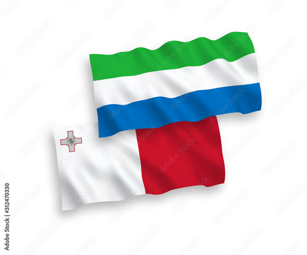 Flags of Malta and Sierra Leone on a white background Flags of Malta and Sierra Leone on a white background