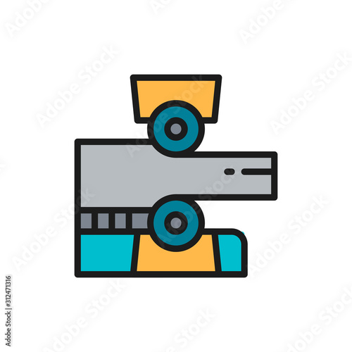 Metal plate rolling machine, metalworking flat color line icon.