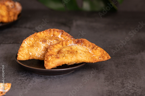 Trucha canaria, a Christmas pastry from the Canary Islands made from cabell d ' angel or sweet potatoes photo