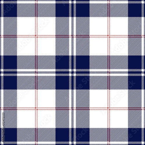 Blue, red and white tartan plaid. Scottish textile pattern.